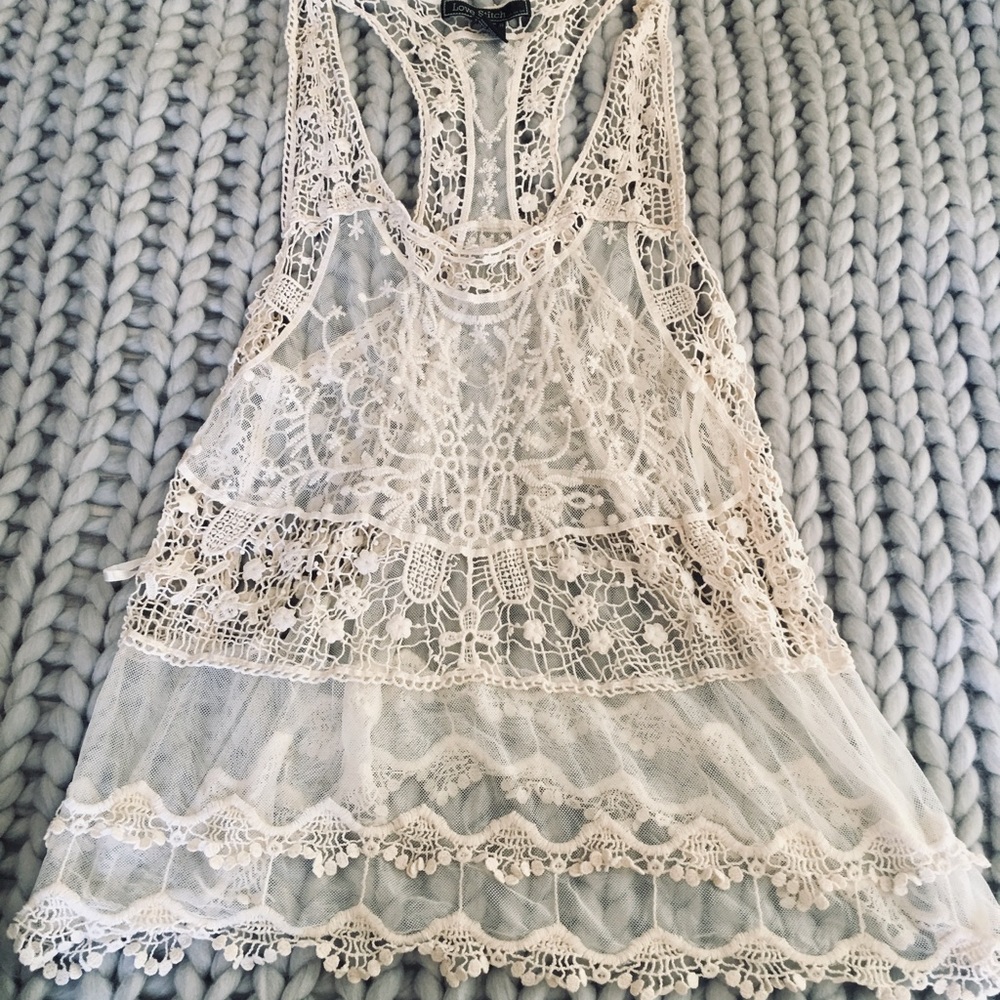 Sheer Knit Lace Tank or Swim Cover